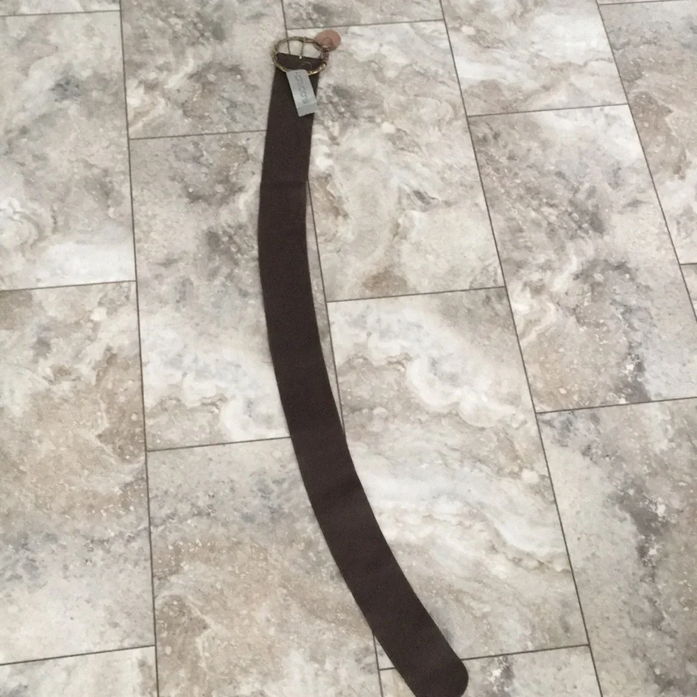 Chico’s Brown Wide REAL GENUINE LEATHER Waist Belt NWT LARGE ADJUSTABLE
